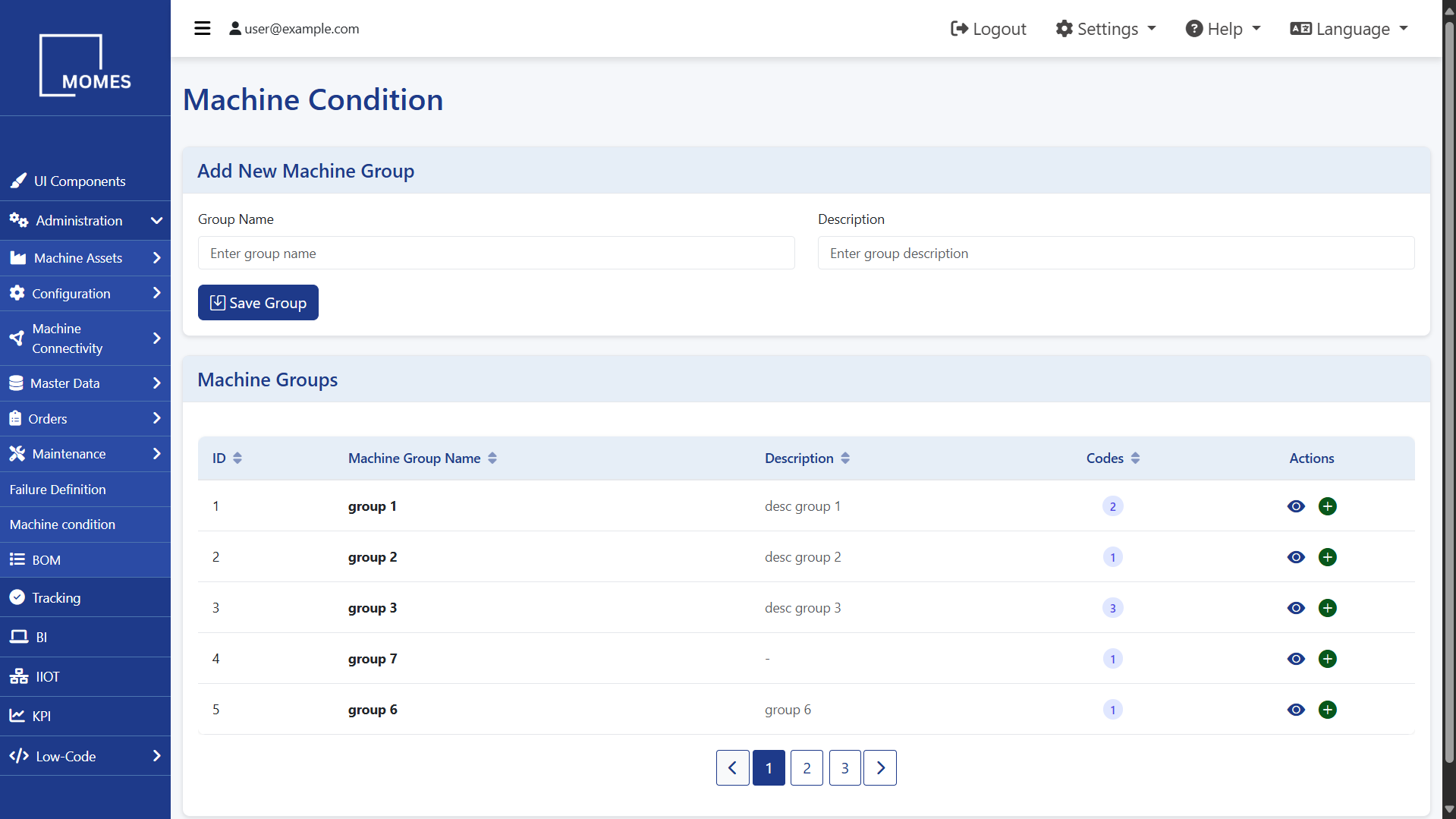 Machine Condition Interface
