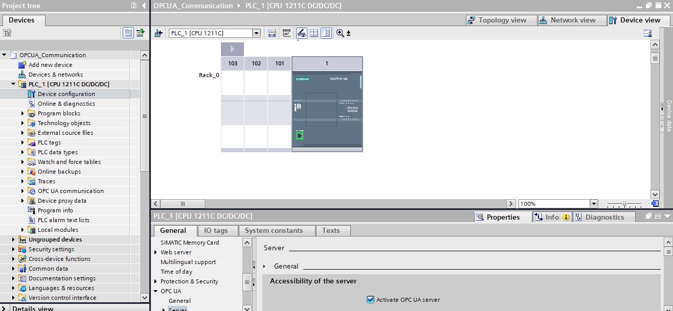 Activating OPCUA-Server on TIA Portal