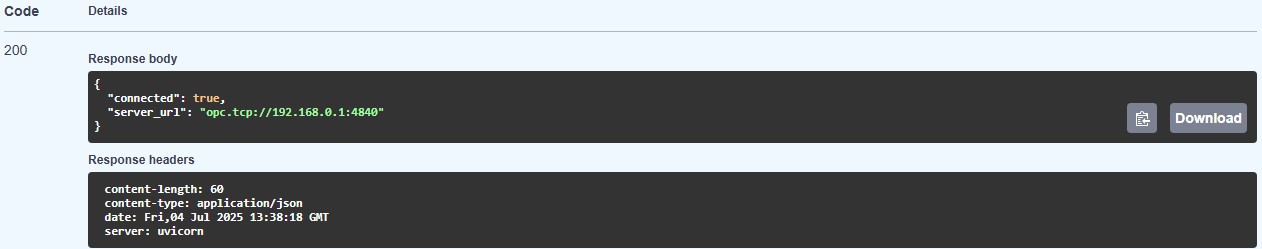 GET /connection-status Output Example